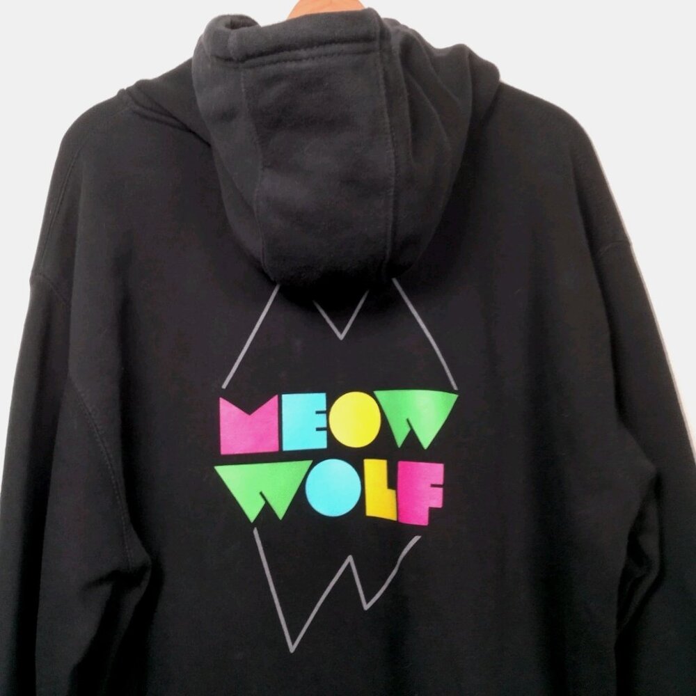 Meow Wolf Sweatshirt XL Black Neon Immersive Art Full Zip Hoodie Hooded